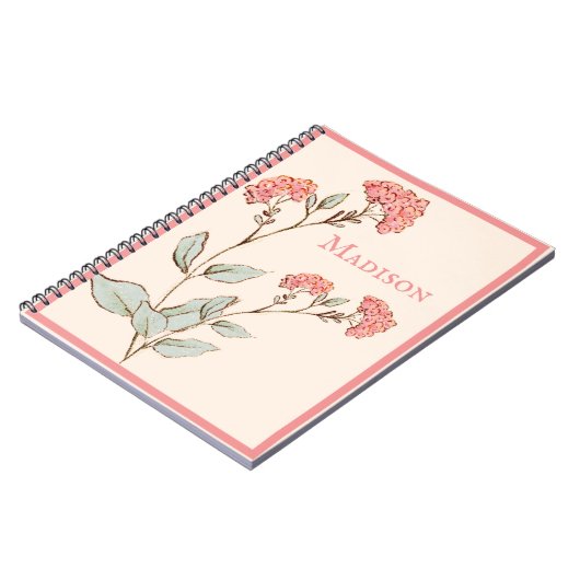 Hübsch Pink Hydrangea Bläsername Personalisierter Notizblock (Linke Seite)