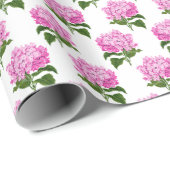 Hübsch Pink Hydrangea Blume Blossom Geschenkpapier (Rolleneckpunkt)
