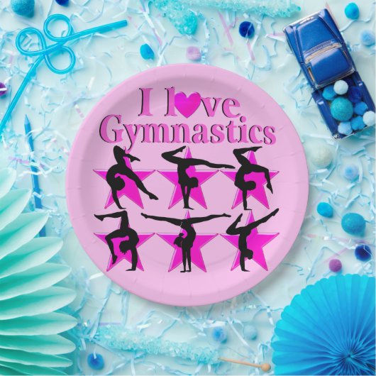 HÜBSCH PINK I LIEBE GYMNASTICS PAPIERTELLER (Party)
