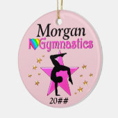 HÜBSCH PINK I LIEBE GYMNASTICS PERSONALISIERUNG KERAMIK ORNAMENT (Links)