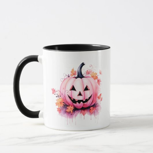 Hübsch Pink Jack O' Lantern Modernes Halloween Tasse (Links)