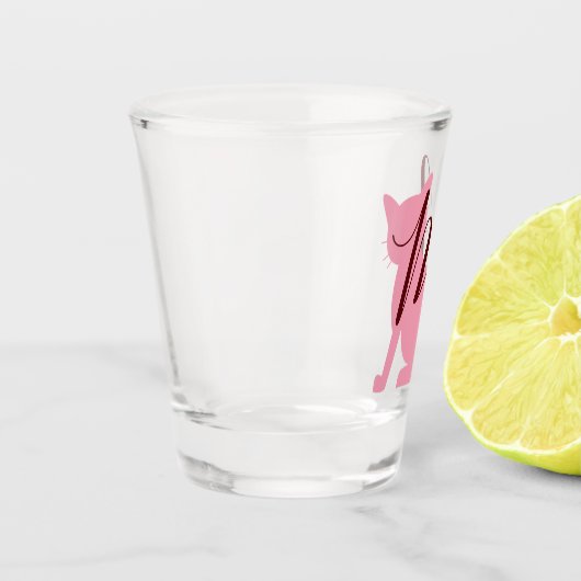 Hübsch Pink-Katzenmonogramm Schnapsglas (Links)