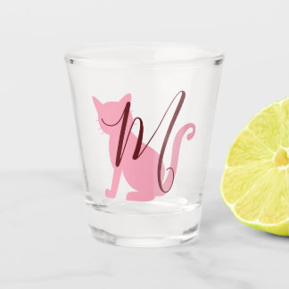 Hübsch Pink-Katzenmonogramm Schnapsglas