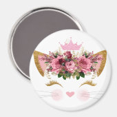 Hübsch Pink Kitty Floral Pink Crown Magnet (Vorderseite/Rückseite)