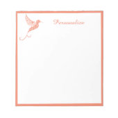 Hübsch Pink Lachs Hummingbird Personalisiert  Notizblock (Vorderseite)
