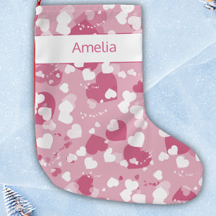 Hübsch Pink Liebe Herz Personalisiert Kleiner Weihnachtsstrumpf