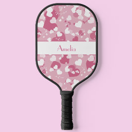 Hübsch Pink Liebe Herz Personalisiert Pickleball Schläger