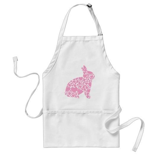 Hübsch Pink Liebe Herzen Hasen Kaninchen - Name hi Schürze (Vorne)