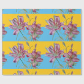 Hübsch Pink Liege Blume Floral Lilies Wasserfarbe Geschenkpapier (Flach)