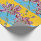 Hübsch Pink Liege Blume Floral Lilies Wasserfarbe Geschenkpapier (Ecke)
