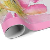 Hübsch Pink Liege Blume Floral Wasserfarbe Geschenkpapier (Rolleneckpunkt)