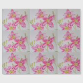 Hübsch Pink Liege Blume Floral Wasserfarbe Geschenkpapier (Flach)