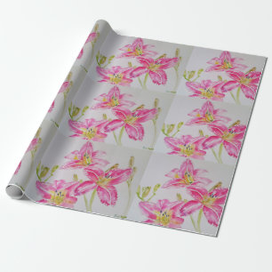 Hübsch Pink Liege Blume Floral Wasserfarbe Geschenkpapier