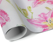 Hübsch Pink Liege Blume Floral Wasserfarbe Geschenkpapier (Rolleneckpunkt)