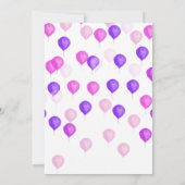 Hübsch Pink Lila Balloon Kinderdusche Einladung (Rückseite)
