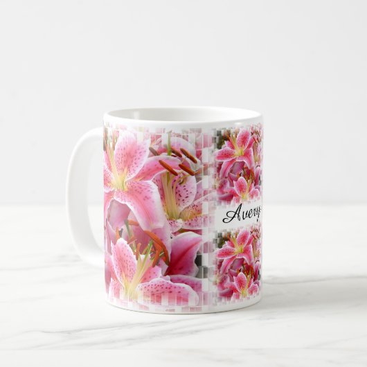 Hübsch Pink Lilies Kaffeetasse (Vorderseite Links)