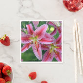 Hübsch Pink Lily Floral Foto Serviette (Beispiel)