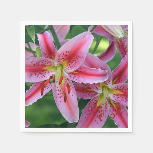 Hübsch Pink Lily Floral Foto Serviette (Vorderseite)