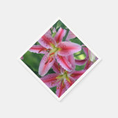Hübsch Pink Lily Floral Foto Serviette (Ecke)