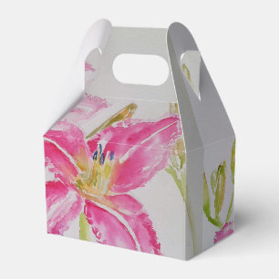 Hübsch Pink Lily Floral Wedding Cake Gefallen Box Geschenkschachtel