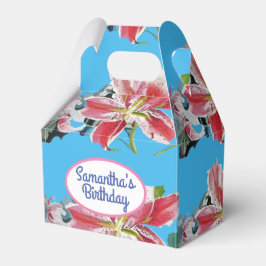 Hübsch Pink Lily Floral Wedding Cake Gefallen Box Geschenkschachtel