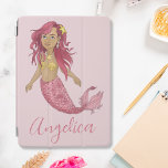 Hübsch Pink Mermaid Happy Birthday Individuelle Na iPad Air Hülle<br><div class="desc">Personalisiertes Mermaid iPad Cover mit hübsch rosa und lila Meerjungfrau.</div>