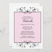 Hübsch Pink mit Schwarz Scroll Brautparty Einladun Einladung (Vorne/Hinten)