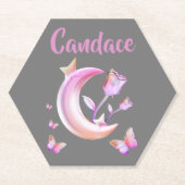 Hübsch Pink-Mond, Schmetterling, Blütenblume - Mon Untersetzer (Vorderseite)