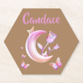 Hübsch Pink-Mond, Schmetterling, Blütenblume - Mon Untersetzer (Vorderseite)