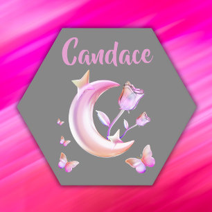 Hübsch Pink-Mond, Schmetterling, Blütenblume - Mon Untersetzer