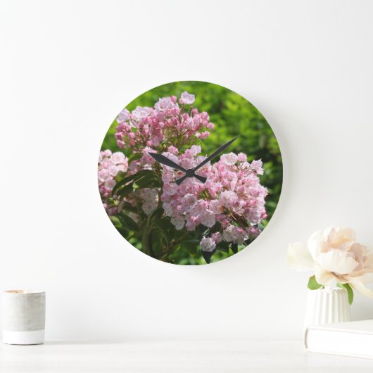 Hübsch Pink Mountain Laurel Blume Große Wanduhr (Zuhause)