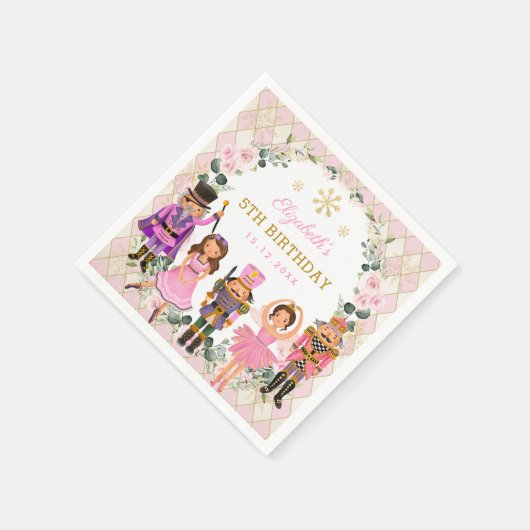 Hübsch Pink Nutcracker Geburtstag Weihnachtsfeiert Serviette (Ecke)