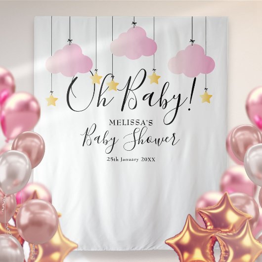 Hübsch Pink Oh Baby Dusche Foto Stand Hintergrund Wandteppich