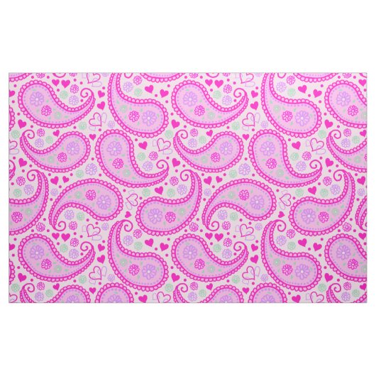 Hübsch Pink Paisley Liebe Herz Stoff (Fat Quarter (45,7 x 55,9 cm))