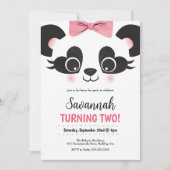 Hübsch Pink Panda Bärenmädchen Einladung zum Gebur (Vorderseite)