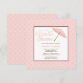 Hübsch Pink Parasol Bridal Dusche Einladung (Vorne/Hinten)