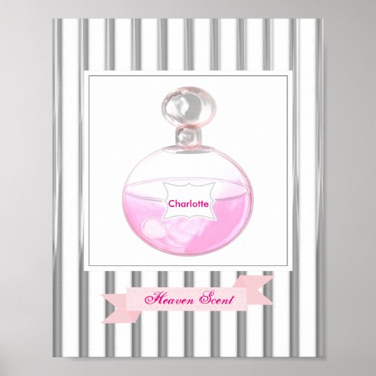Hübsch Pink Parfüm Flasche Personalisiert Poster (Vorne)