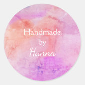 Hübsch Pink Peach Blush Wasserfarbe Handgefertigt  Runder Aufkleber (Vorderseite)