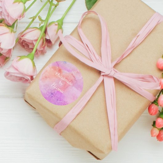 Hübsch Pink Peach Blush Wasserfarbe Handgefertigt  Runder Aufkleber