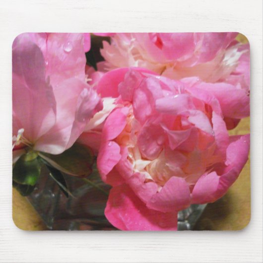 Hübsch Pink Peony Blumen Zuhause Office Mousepad (Vorne)