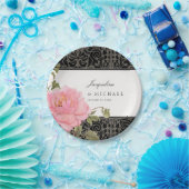 Hübsch Pink Peony Classy Swirl Scroll Eiserne Zaun Pappteller (Party)