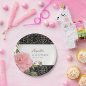 Hübsch Pink Peony Classy Swirl Scroll Eiserne Zaun Pappteller (Party)