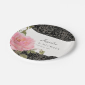 Hübsch Pink Peony Classy Swirl Scroll Eiserne Zaun Pappteller (Schrägansicht)