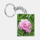 Hübsch Pink Peony Schlüsselanhänger (Vorderseite links)