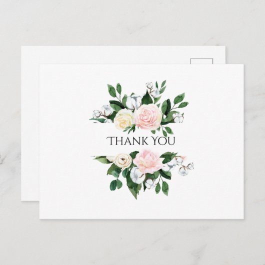 Hübsch Pink Peony Vielen Dank Postkarte (Vorne/Hinten)