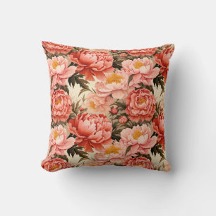 Hübsch Pink Peony Vintag Floral Muster Kissen