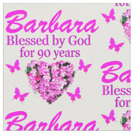 HÜBSCH PINK PERSONALISIERT 90. GEBURTSTAG FABRIC STOFF