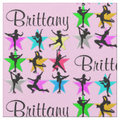 HÜBSCH PINK PERSONALISIERT FIGURE SKATEN FABRIC STOFF (Nahaufnahme)