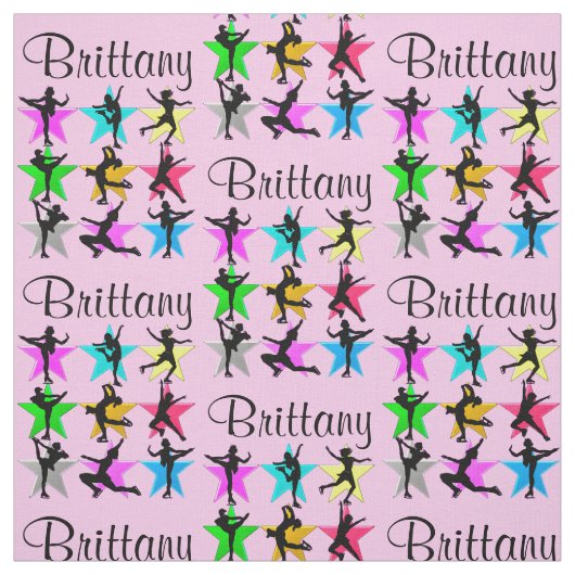 HÜBSCH PINK PERSONALISIERT FIGURE SKATEN FABRIC STOFF (Muster)