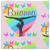 HÜBSCH PINK PERSONALISIERT GYMNASTICS MÄDCHENFABRI STOFF (Nahaufnahme)